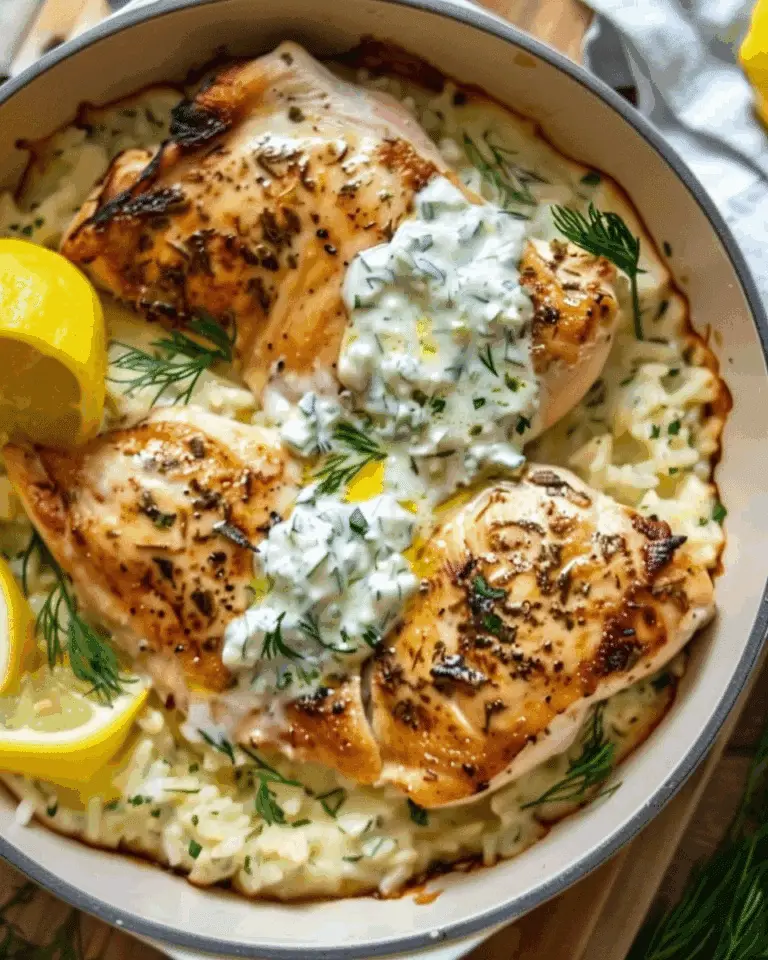 Dump‑and‑Bake Chicken Tzatziki Casserole