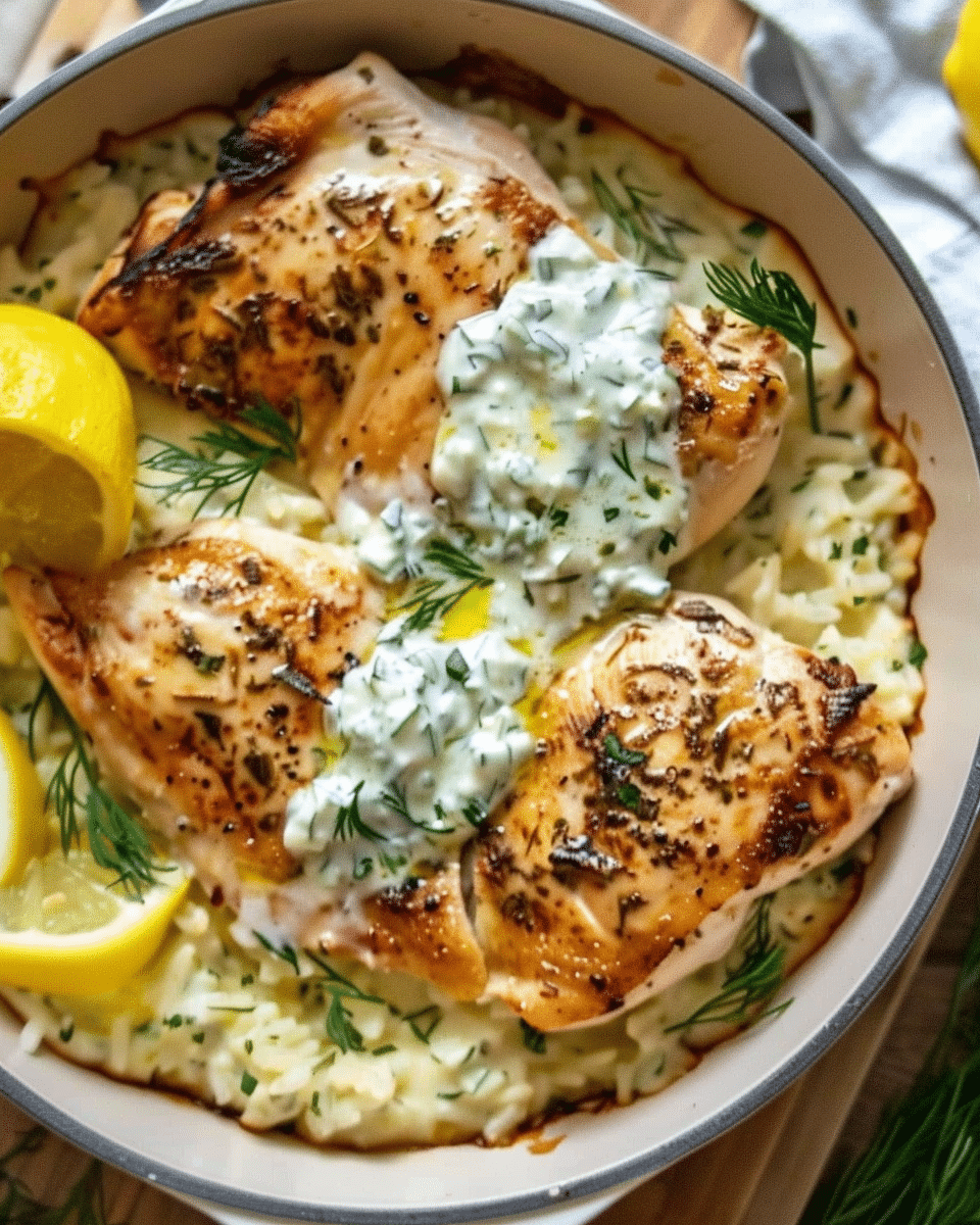 Dump‑and‑Bake Chicken Tzatziki Casserole