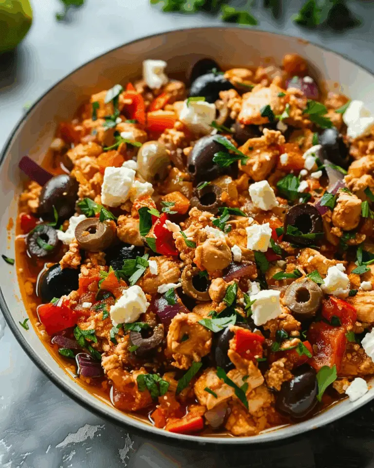 Mediterranean Keto Ground Chicken Skillet with Olives and Feta