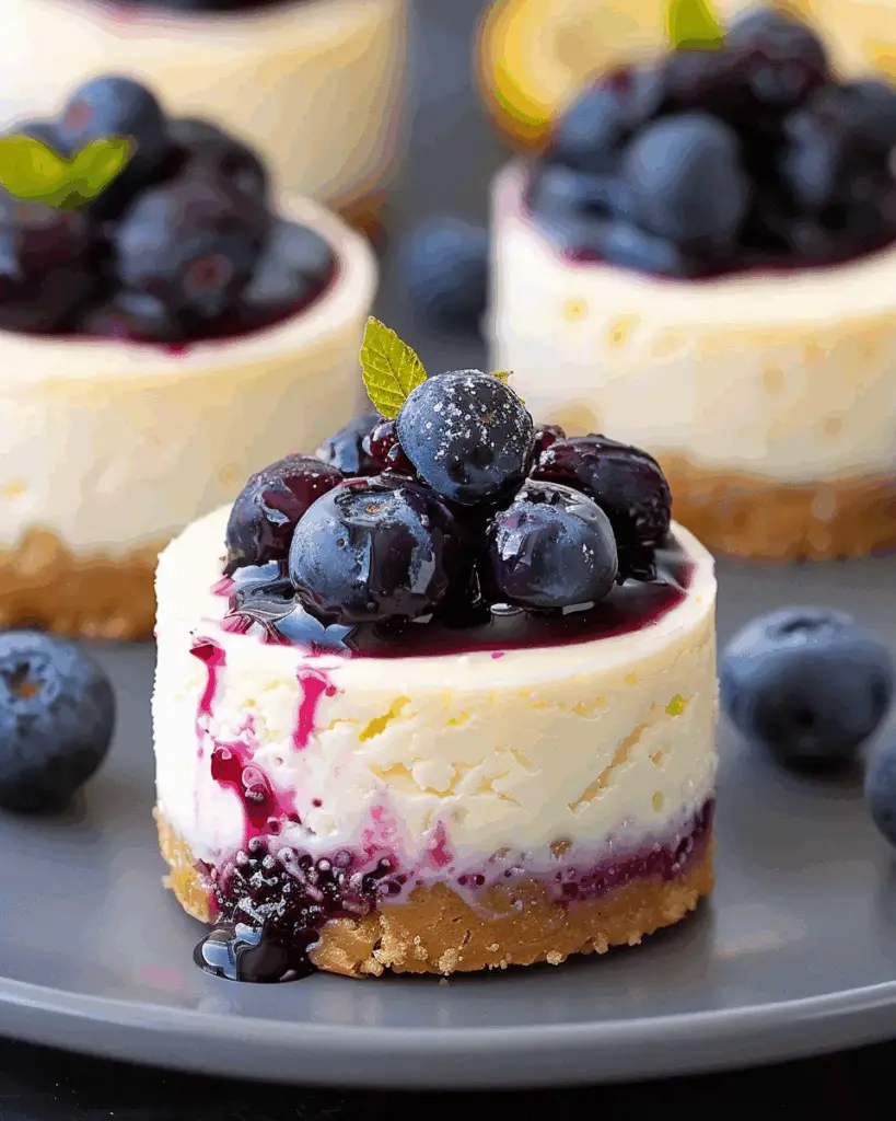 Juicy Mini Lemon Blueberry Cheesecakes