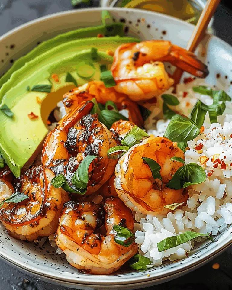 Spicy Shrimp and Avocado Rice Bowl
