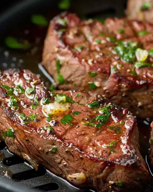 Air Fryer Steak with Garlic Butter