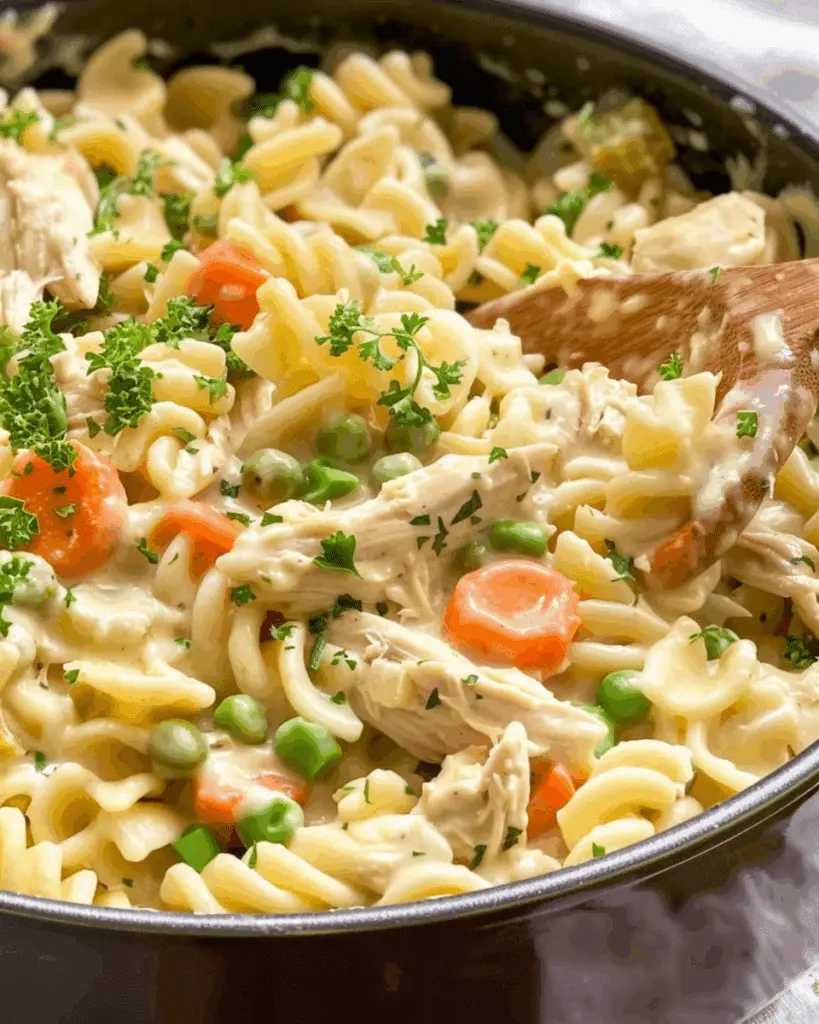 Chicken Pot Pie Pasta (Crock Pot)