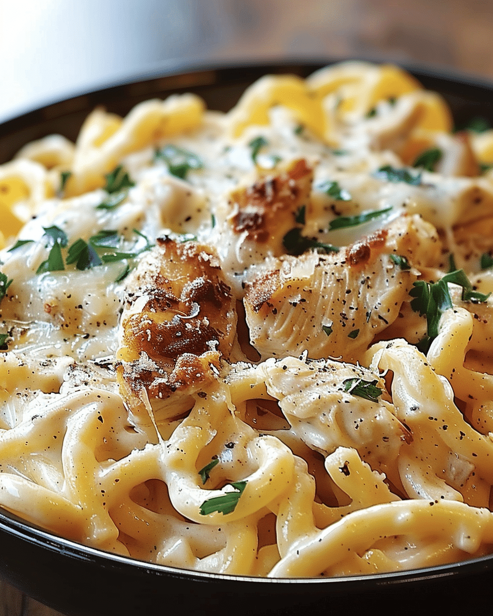 The Best Crockpot Garlic Parmesan Chicken Pasta
