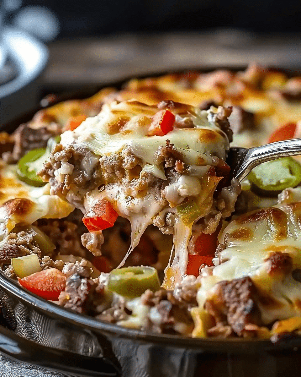 Low Carb Philly Cheesesteak Casserole
