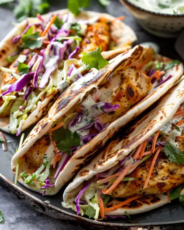 Sheet Pan Chicken Pitas with Herby Ranch Slaw