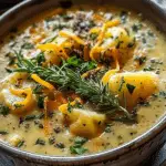 Hearty Cheddar Garlic Herb Potato Soup Recipe