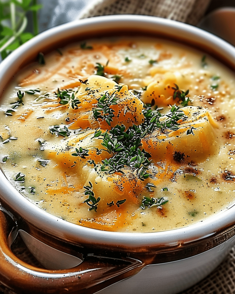 Hearty Cheddar Garlic Herb Potato Soup Recipe