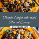 Pumpkin Stuffed with Wild Rice and Sausage