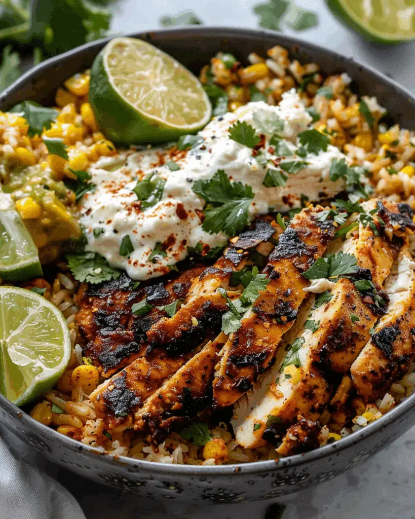 Mexican Street Corn Chicken Rice Bowl