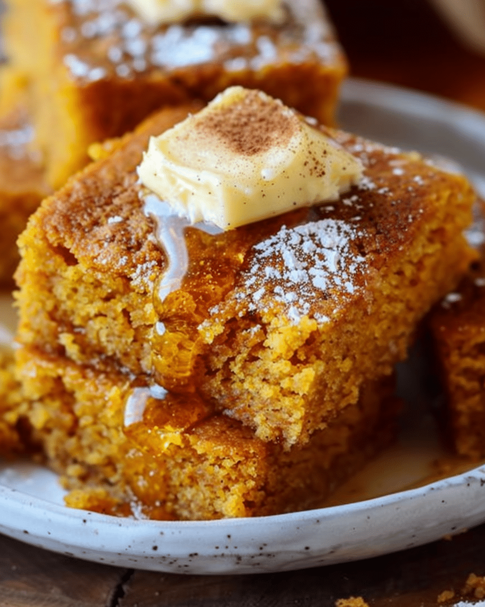 Pumpkin Cornbread with Cinnamon Honey Butter
