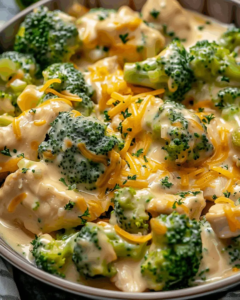 Irresistible Crockpot Creamy Broccoli Cheddar Chicken Delight