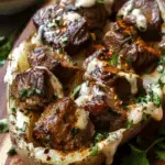 Loaded Baked Potato with Garlic Butter Steak Bites