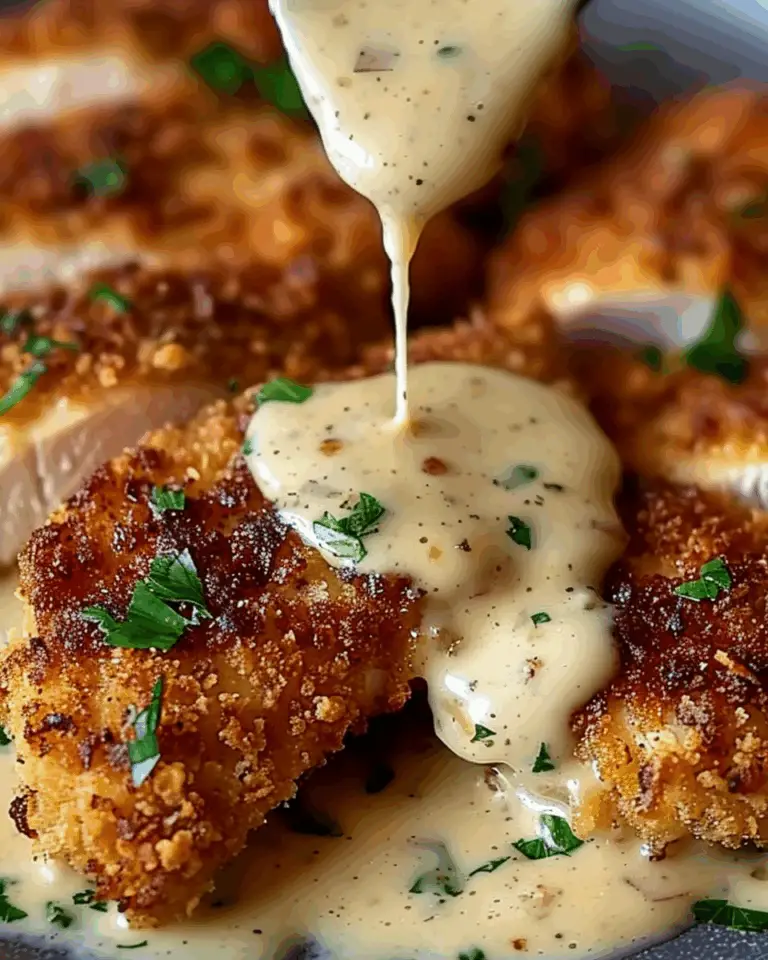 Parmesan Crusted Chicken With Creamy Garlic Sauce