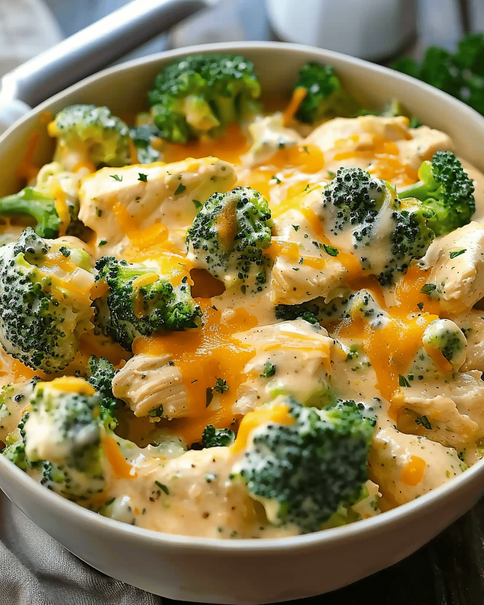 Irresistible Crockpot Creamy Broccoli Cheddar Chicken Delight