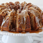 Apple Pecan Cake with Caramel Glaze