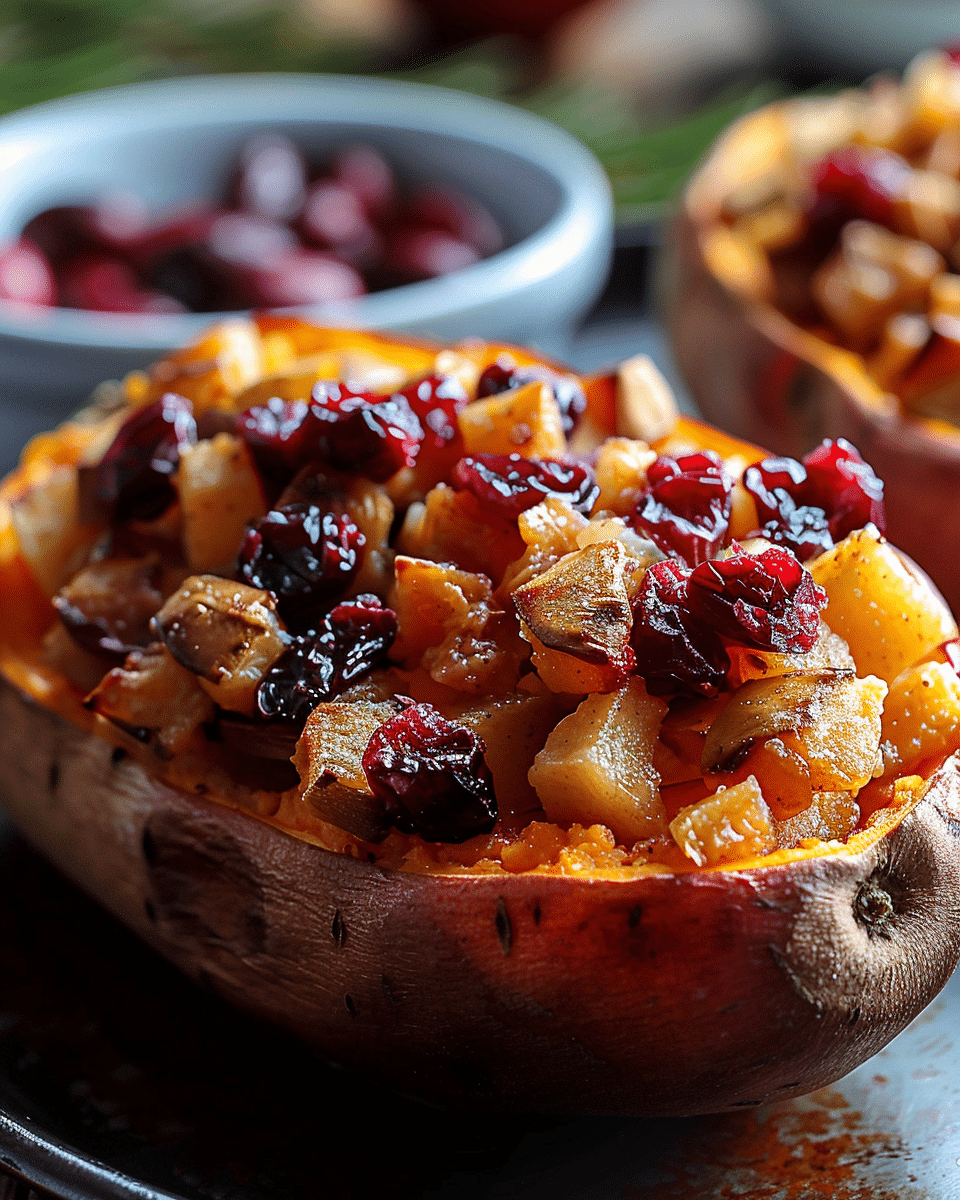Cranberry Apple Twice-Baked Sweet Potatoes