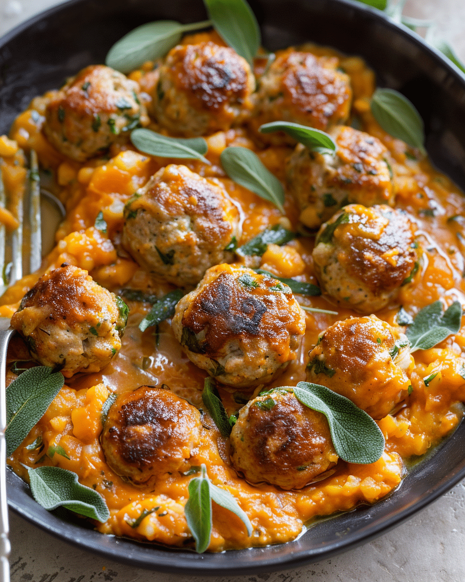 Turkey Meatballs in Pumpkin Sage Sauce