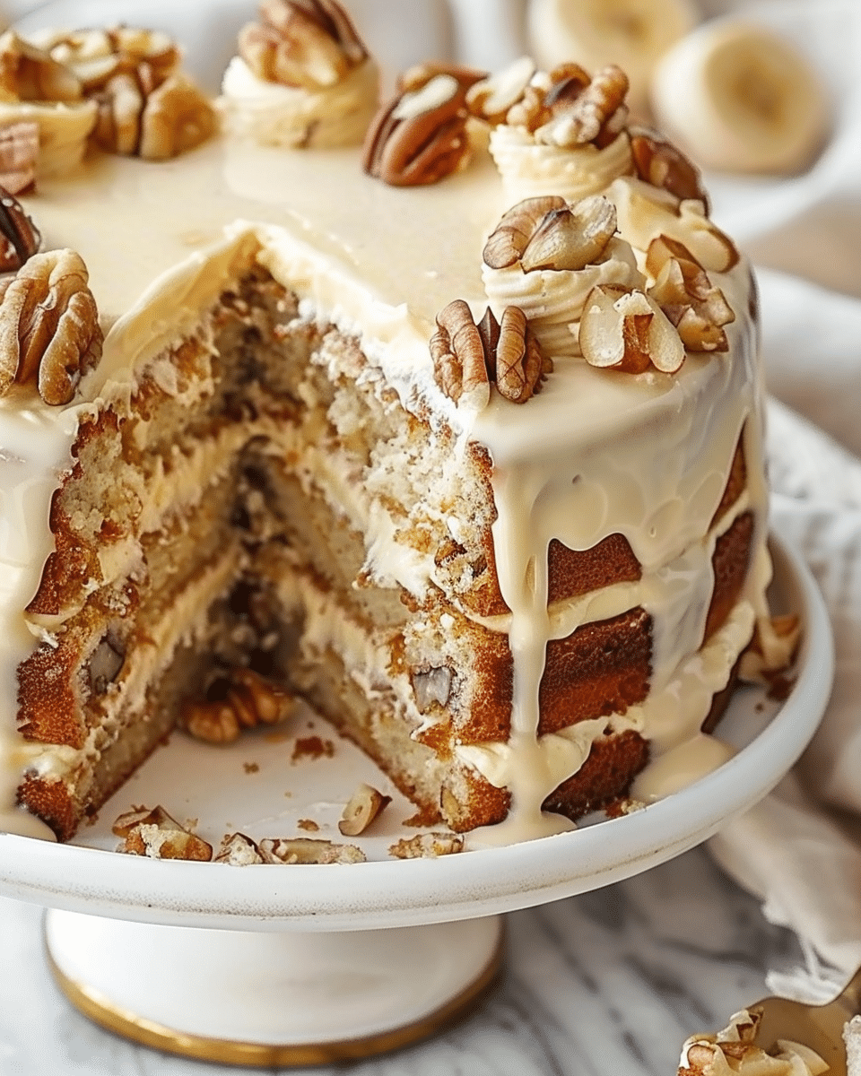 Heavenly Banana Walnut Cream Cake
