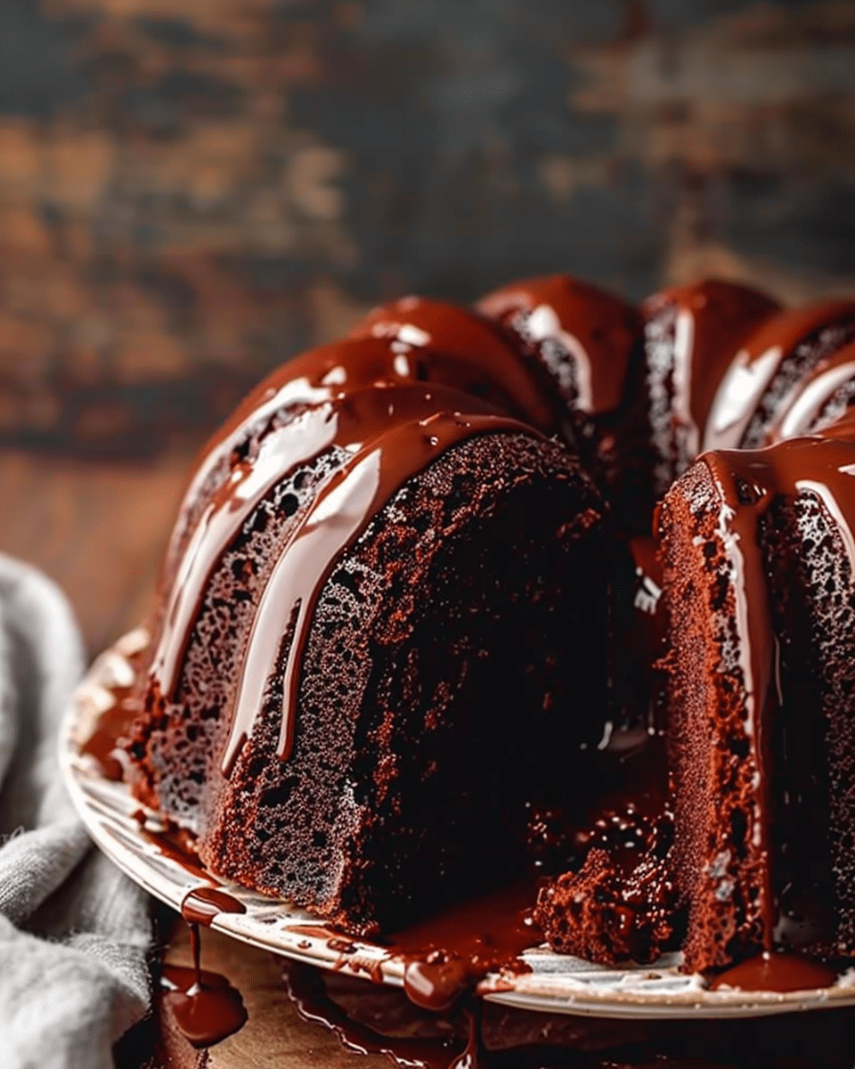Moist Chocolate Bundt Cake with Ganache