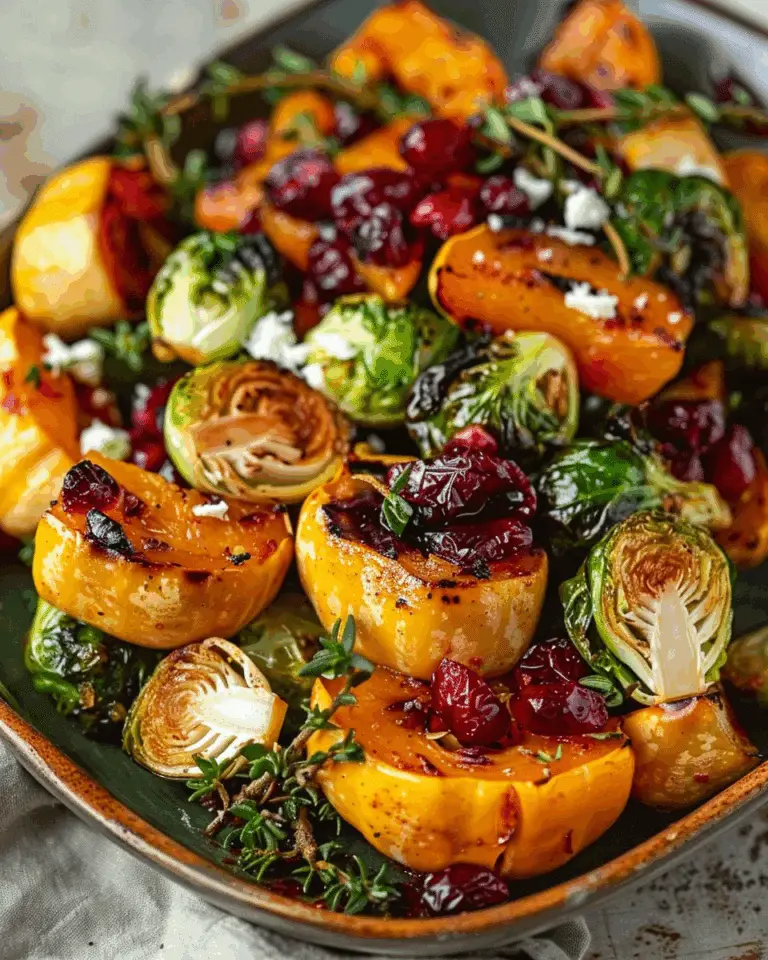 Cranberry-Glazed Roasted Butternut Squash, Brussels Sprouts