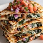 Mediterranean Quesadillas with Spinach, Feta, Mozzarella, and Red Onion Recipe