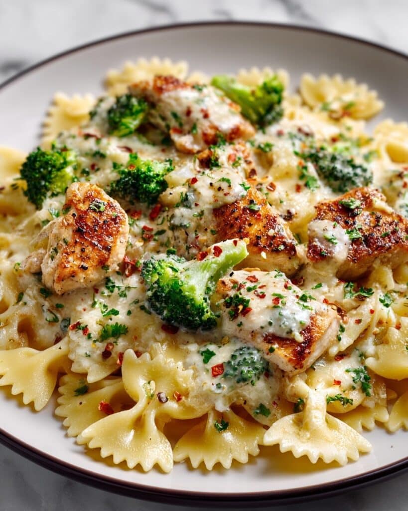 Cowboy Butter Lemon Bowtie Chicken with Broccoli Recipe