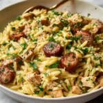 Creamy Chicken Sausage Orzo Skillet Recipe