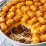 Tater Tot Casserole with Ground Beef and Creamy Mushroom Sauce Recipe