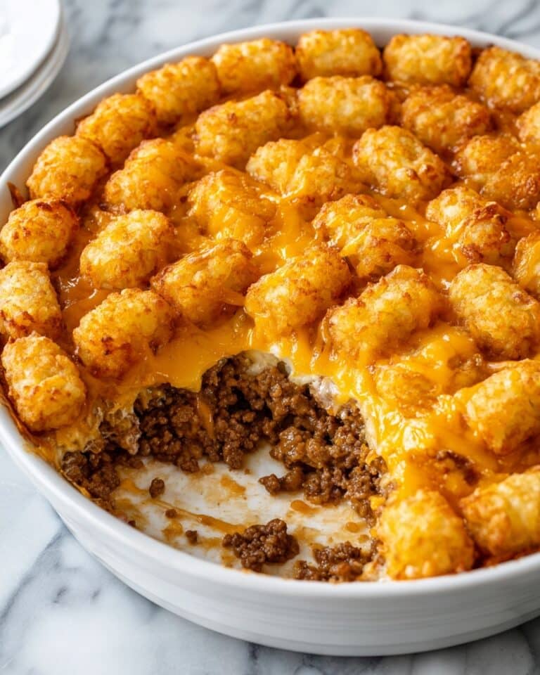 Tater Tot Casserole with Ground Beef and Creamy Mushroom Sauce Recipe