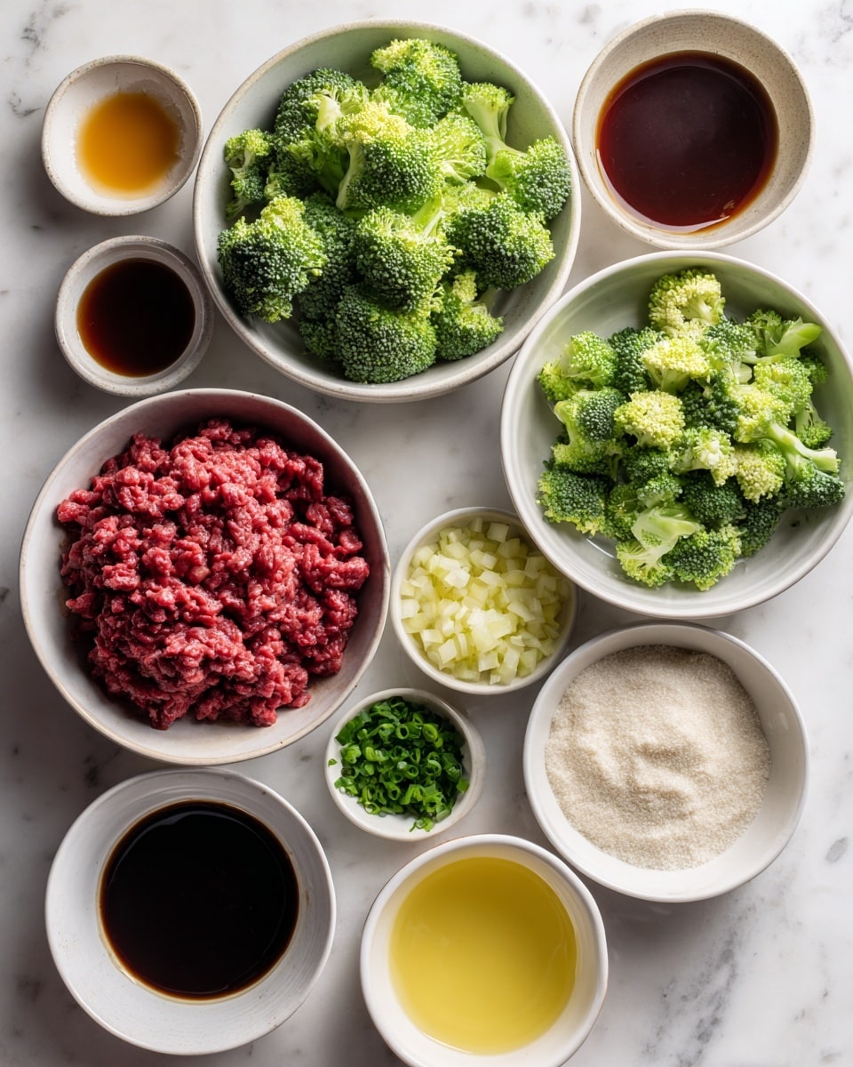 A white bowl filled with white rice as the base layer, topped with a mix of dark brown cooked meat pieces and bright green broccoli florets, all sprinkled with small white and black sesame seeds. A silver spoon rests on the right side inside the bowl. The bowl sits on a white marbled surface with a blue and white striped cloth nearby. Photo taken with an iphone --ar 4:5 --v 7