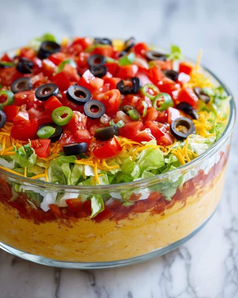 Creamy Taco Dip with Cheddar and Fresh Toppings Recipe