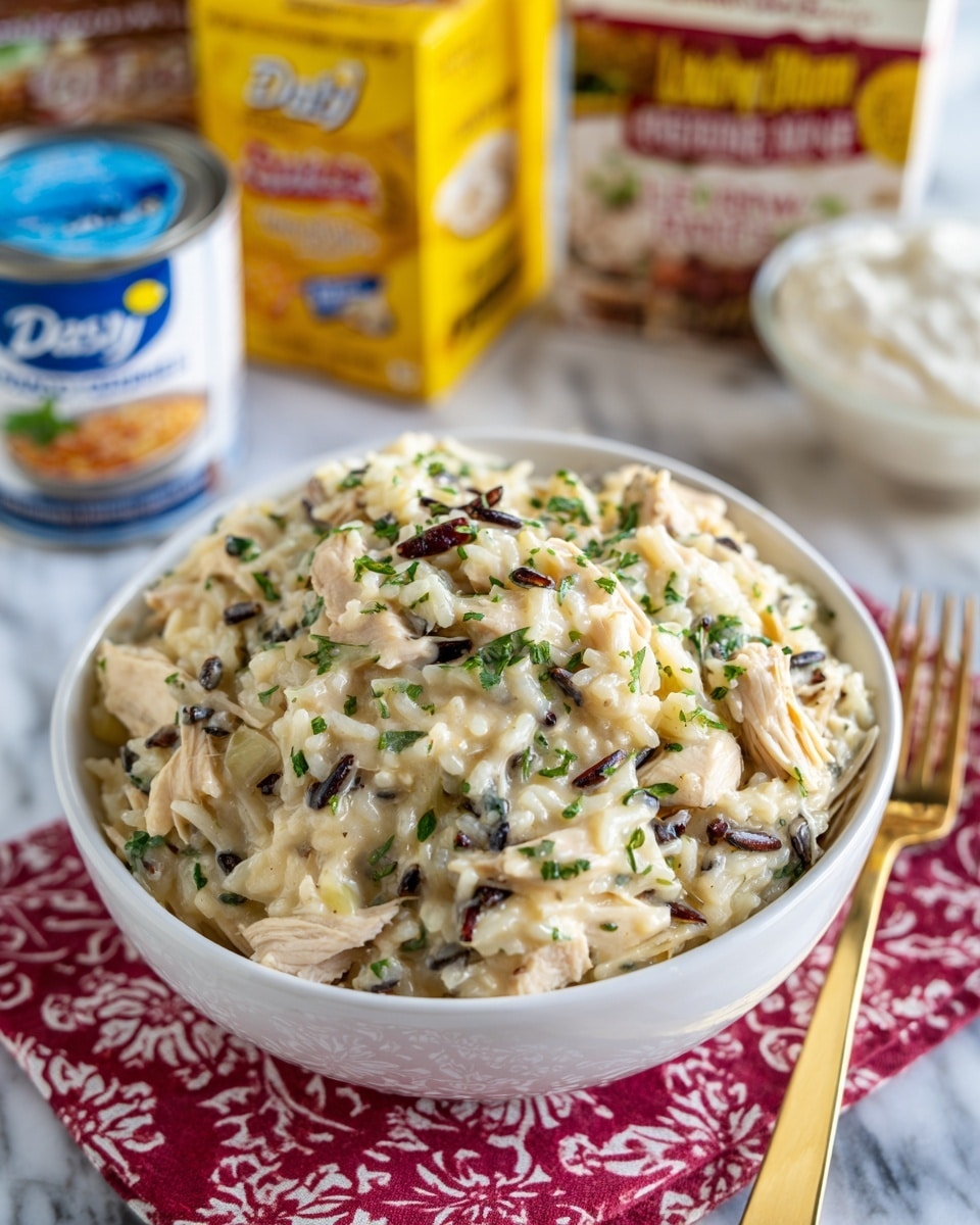 The image shows a white bowl filled with a layered dish. The bottom layer is white rice with some black beans and yellow corn mixed in. On top, there are chunks of cooked chicken with a golden brown color, spread evenly across the rice. Over the chicken, there is a drizzle of white sauce and melted orange cheese. The dish is garnished with chopped fresh green herbs and small pieces of red tomatoes, adding color on top. The bowl sits on a white marbled surface. Photo taken with an iphone --ar 4:5 --v 7