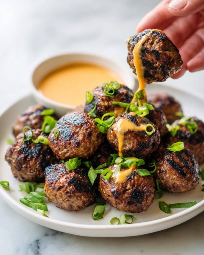 Korean BBQ Meatballs with Spicy Mayo Dip Recipe