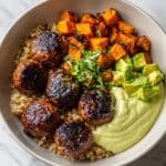Ultimate Barbecue Meatball Bowls with Creamy Avocado Sauce Recipe