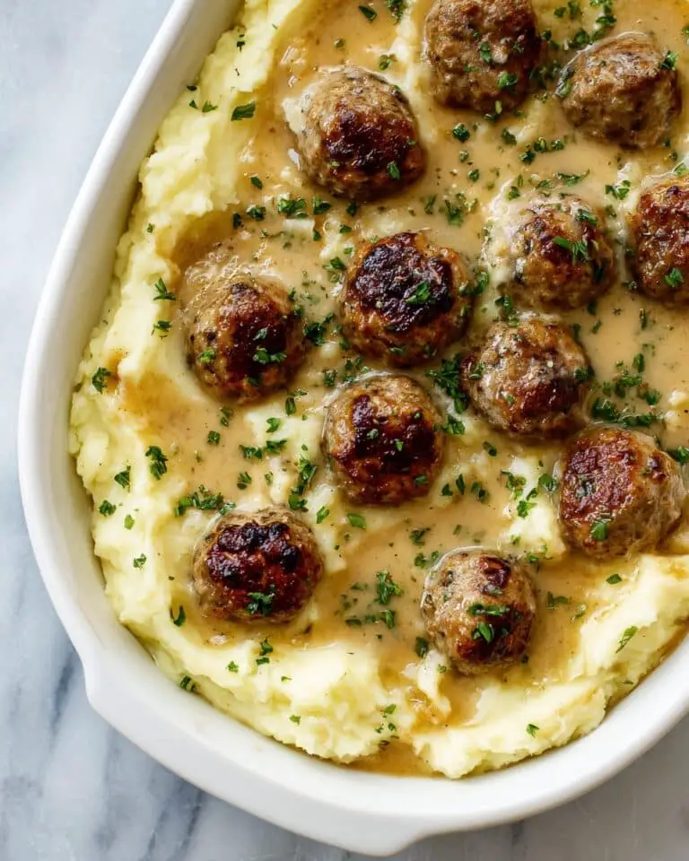 Meatball and Mashed Potato Bake Recipe