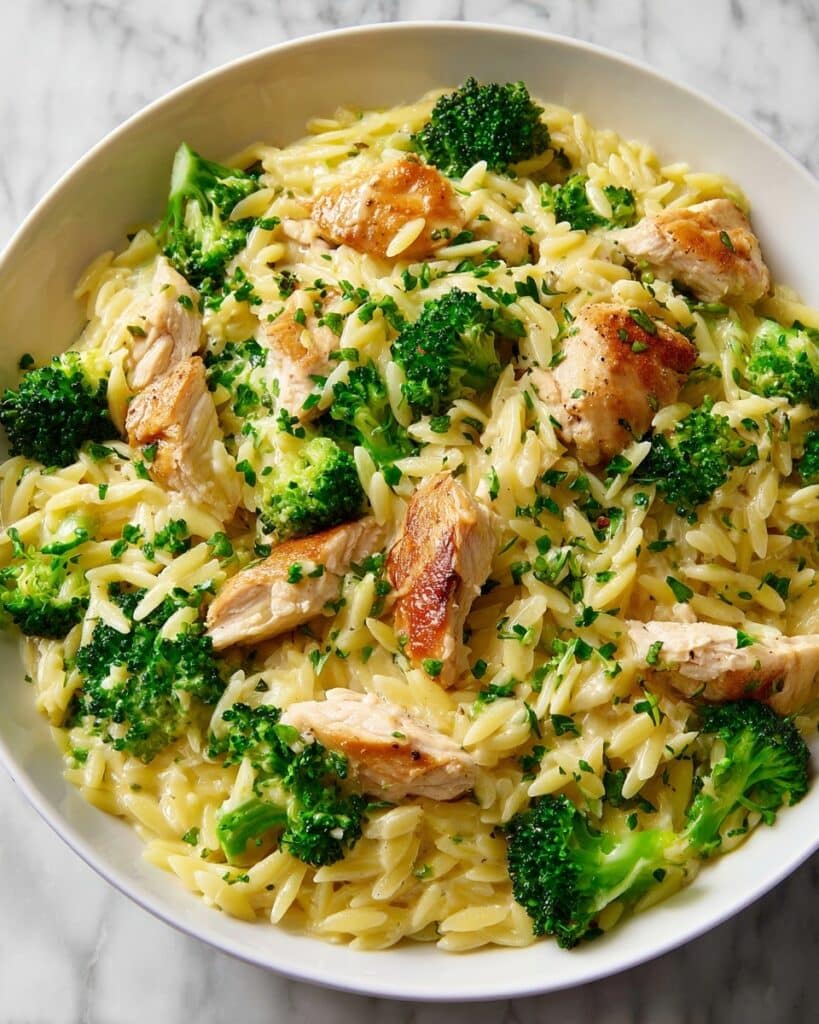 Cheesy Chicken Broccoli Orzo Recipe