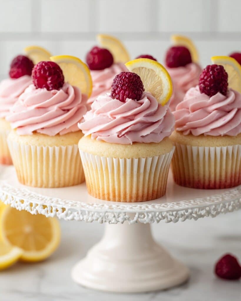 Lemon Cupcakes with Raspberry Buttercream Frosting Recipe