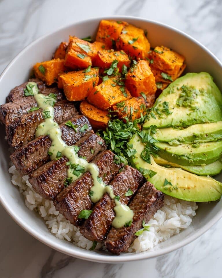 Steak and Sweet Potato Bowls with Avocado-Cilantro Drizzle Recipe