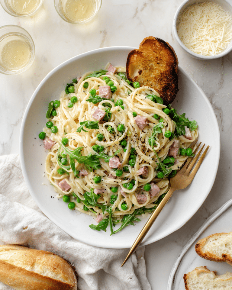Springtime Spaghetti Carbonara with Peas and Asparagus Recipe
