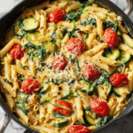 Spring Pasta with Leek and Pea Sauce, Burrata, and Asparagus Recipe