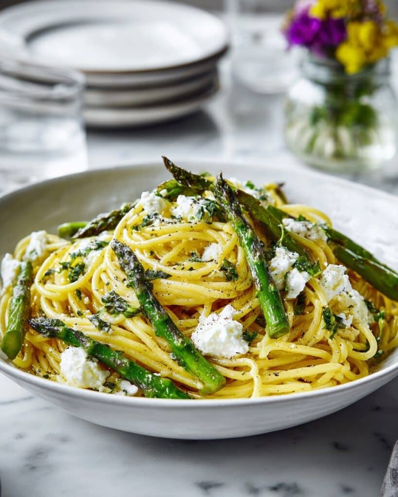 Fresh Spring Pasta with Creamy Lemon Ricotta and Asparagus Recipe