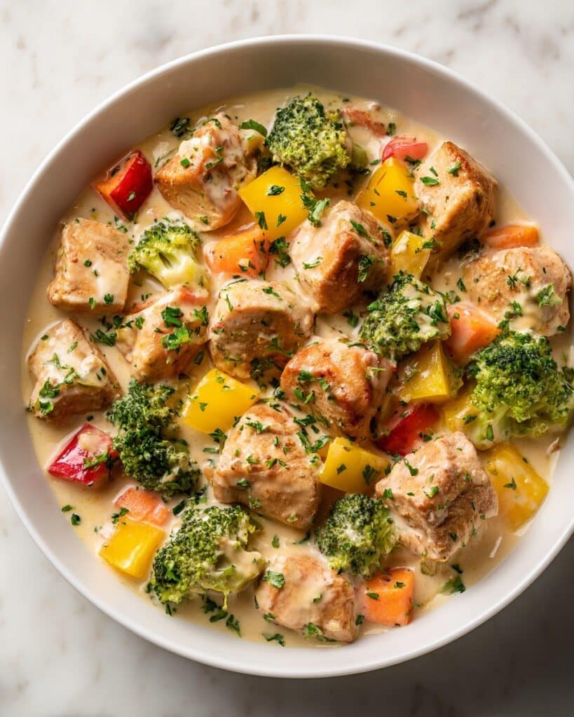 Cozy Savory Slow Cooker Creamy Garlic Chicken with Fresh Veggies Recipe