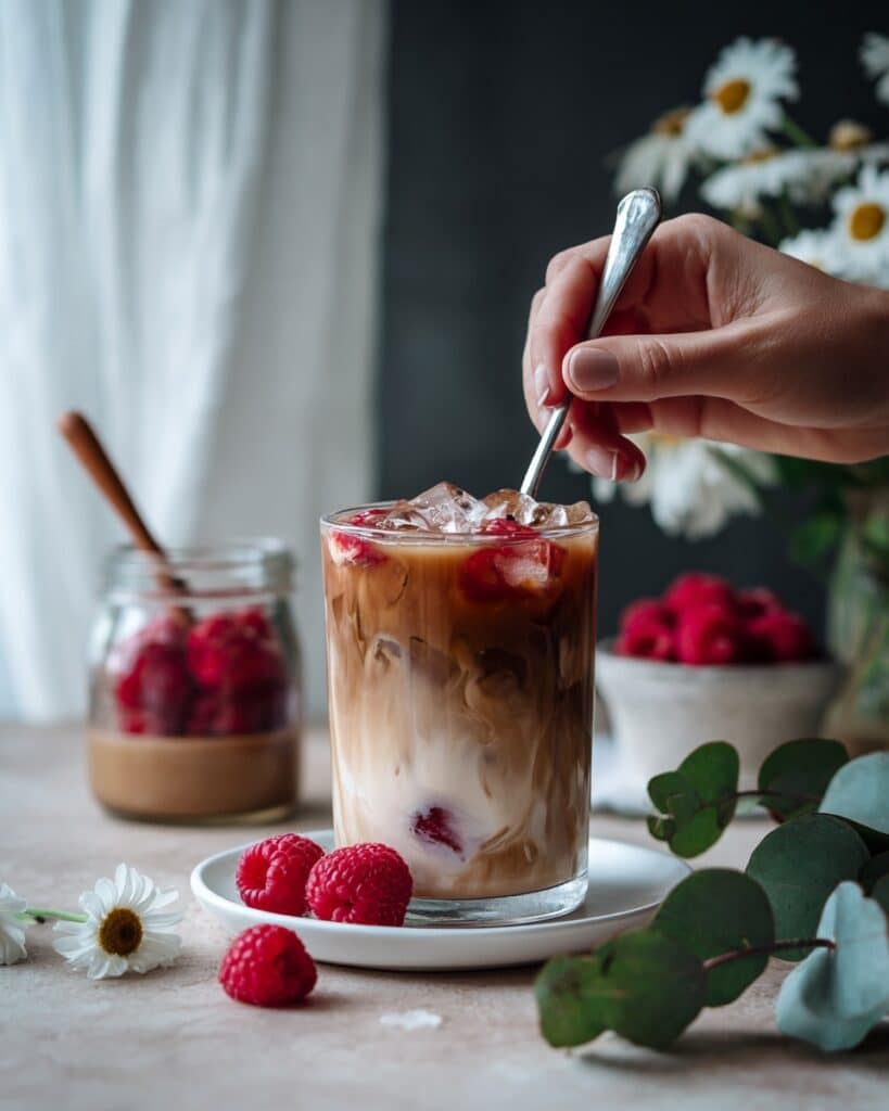 Pink Velvet Macchiato with Raspberry Milk and Cocoa Recipe