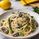 Creamy Mushroom and Asparagus Pasta with Orange Juice Recipe