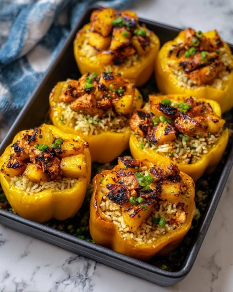 Teriyaki Pineapple Chicken and Rice Stuffed Peppers Recipe