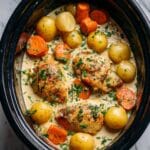 Crockpot Cheesy Ranch Chicken with Potatoes and Carrots Recipe