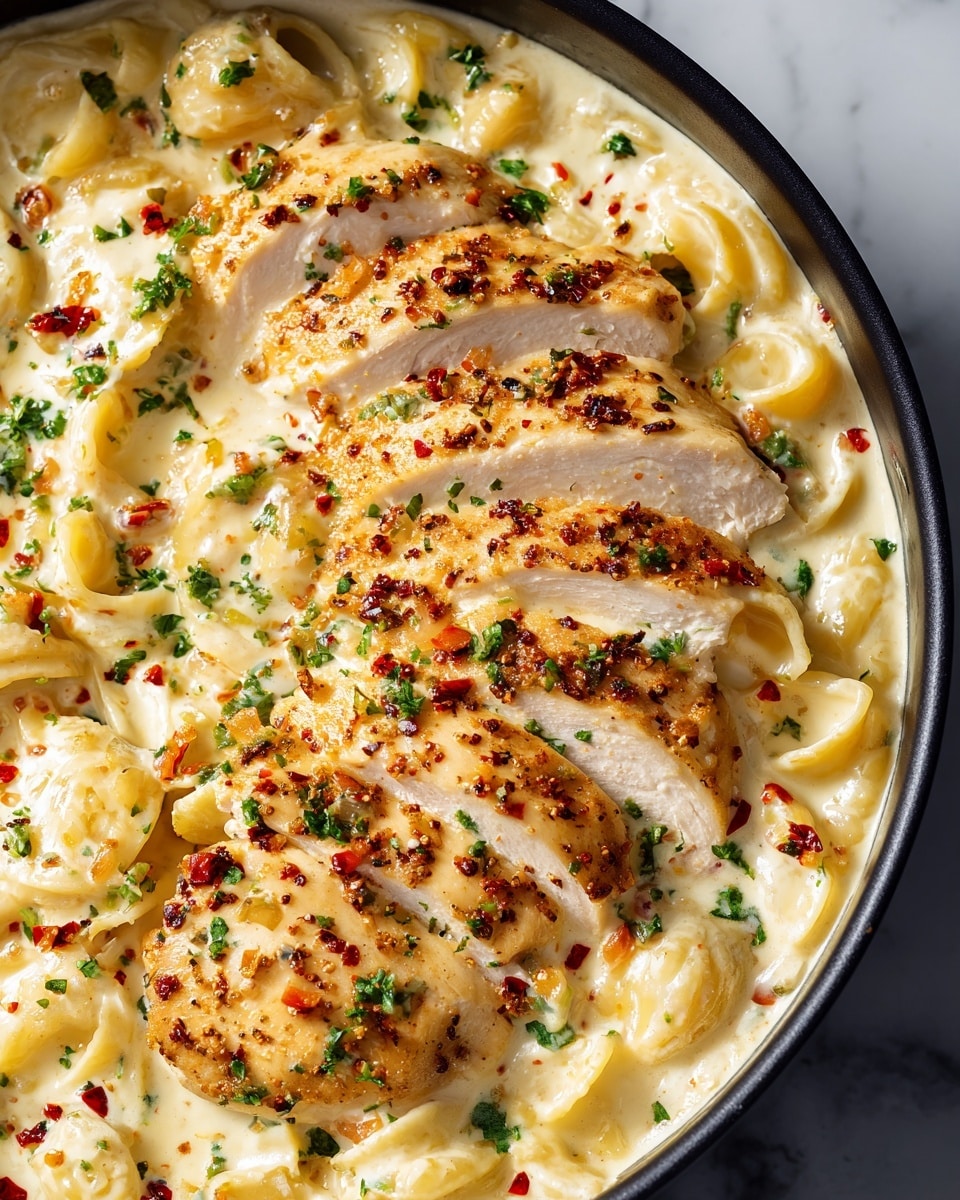 The image shows three raw chicken pieces placed side by side on a wooden board, centered in the frame. On the left side, there is a white bowl filled with yellow penne pasta, and below it, a white bowl full of smooth white cream cheese. On the right side, there is a small white bowl of grated parmesan cheese above, with a bottle of Italian dressing below it. The background is a white marbled surface, and the overall lighting is bright and clear. photo taken with an iphone --ar 4:5 --v 7