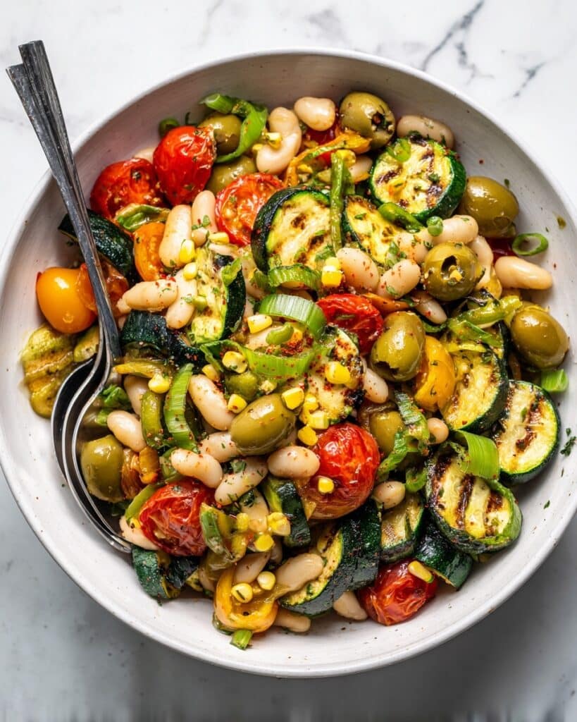 White Bean Salad with Grilled Summer Vegetables Recipe