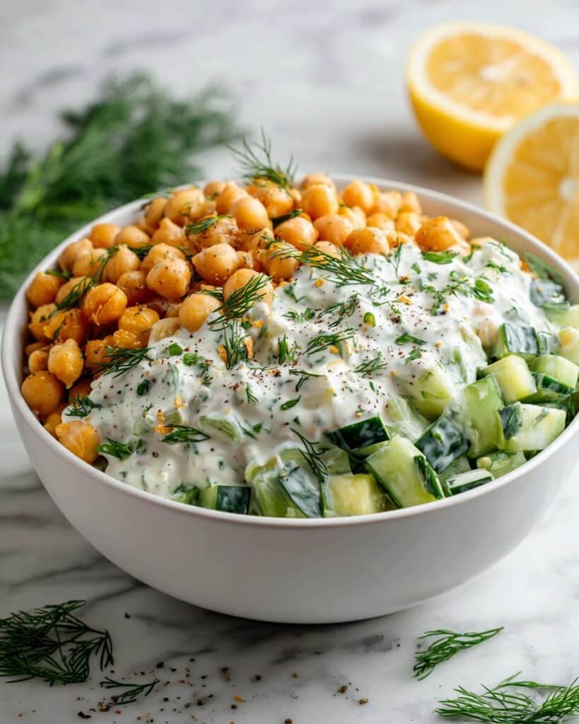 Tzatziki Chickpea Salad: Creamy Mediterranean Protein-Packed Bowl Recipe